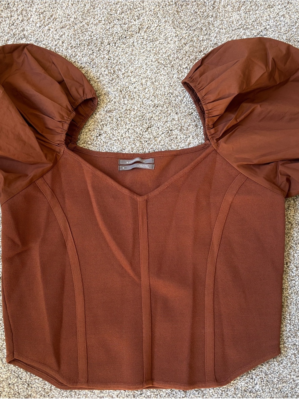 Anthropologie Rust Orange Knit V-Neck Top